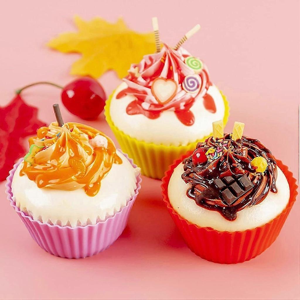 24 Pieces, Silicone Cupcake Molds, Cupcake and Muffin Molds, Reusable Muffin Molds, Silicone Baking Molds (24 Pieces) Random Random Color
