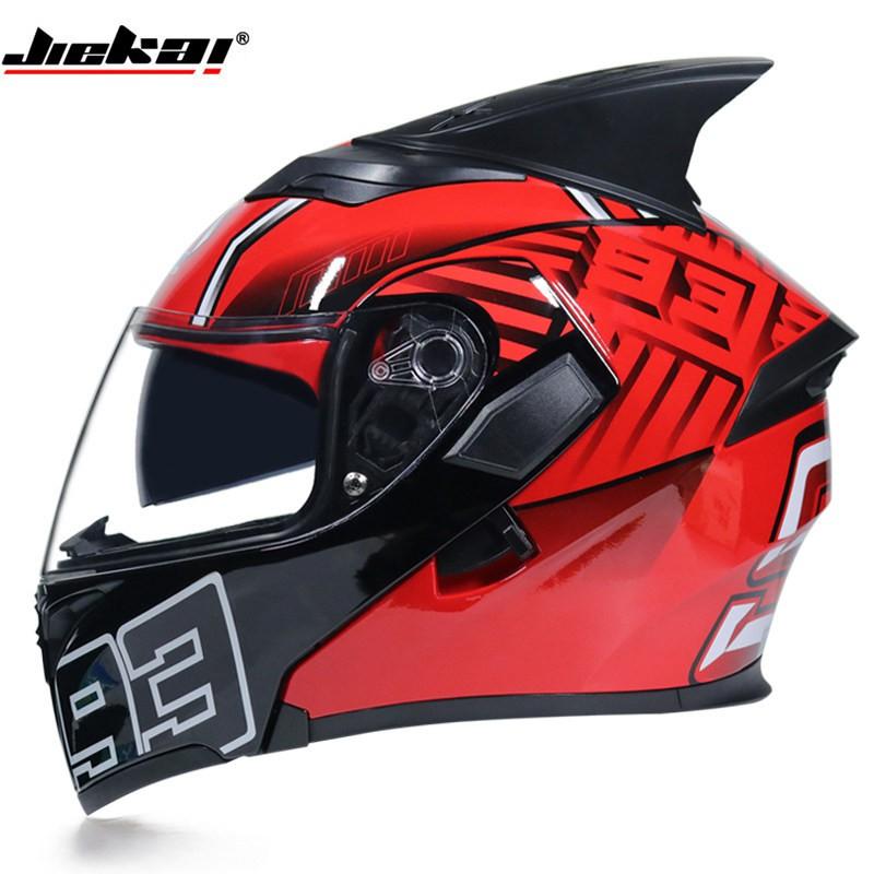 JIEKAI Flip-Up Motorcycle Helmet Women Couples Dual Lens Full Face Scooter Riding ABS Material