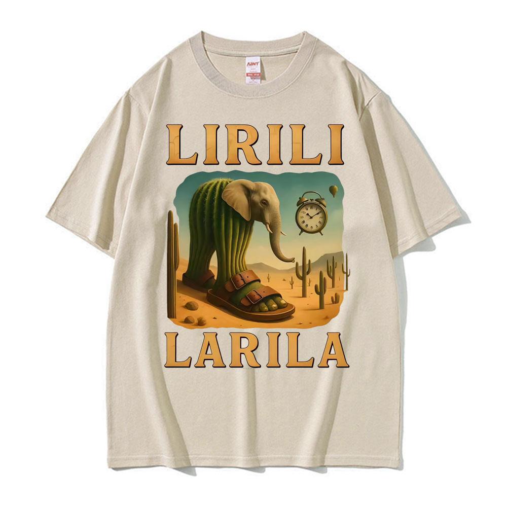 

Итальянская футболка с графикой балерины, забавная футболка-мем Lirili Larila для мужчин и женщин, модная эстетичная трендовая футболка с коротким рукавом XXXL хаки