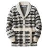Men's Autumn/Winter Thick Jacquard Knit Sweater Cardigan with Belt (SY0073)
