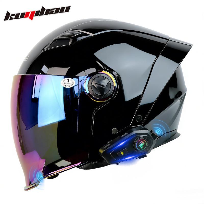 Cooles Bluetooth-Halbhelm-Fahrradhelm: Leicht, Doppelvisier, Lange Akkulaufzeit, 3C-zertifiziert, Komfortpassform, Überragende Klangqualität