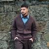 Guernsey Woollens Alpaca V-Neck Cardigan - Brown