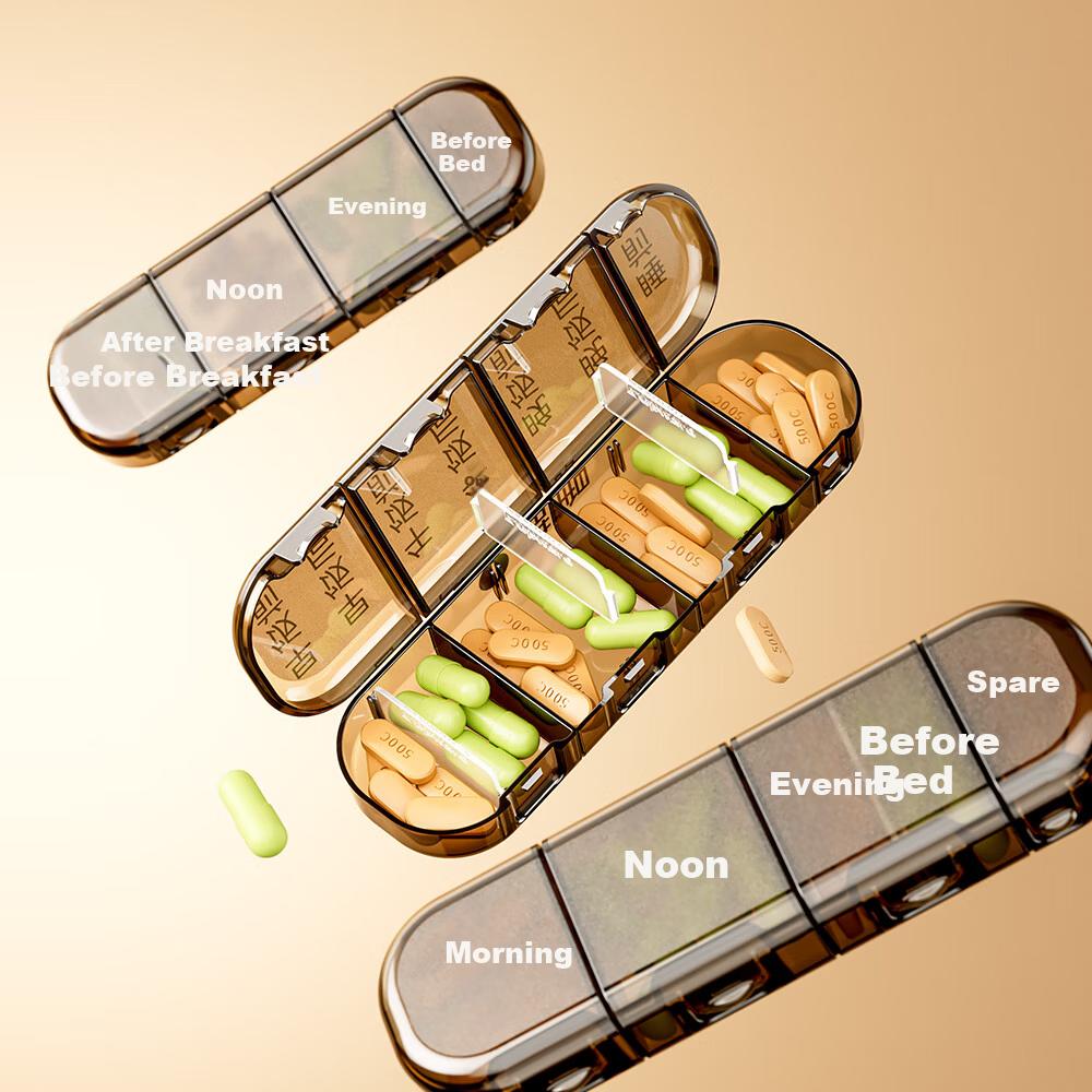 Weijian Weekly Pill Organizer Box, 7-Day Morning Noon Evening Portable  Dispenser for Travel and Elderly Storage