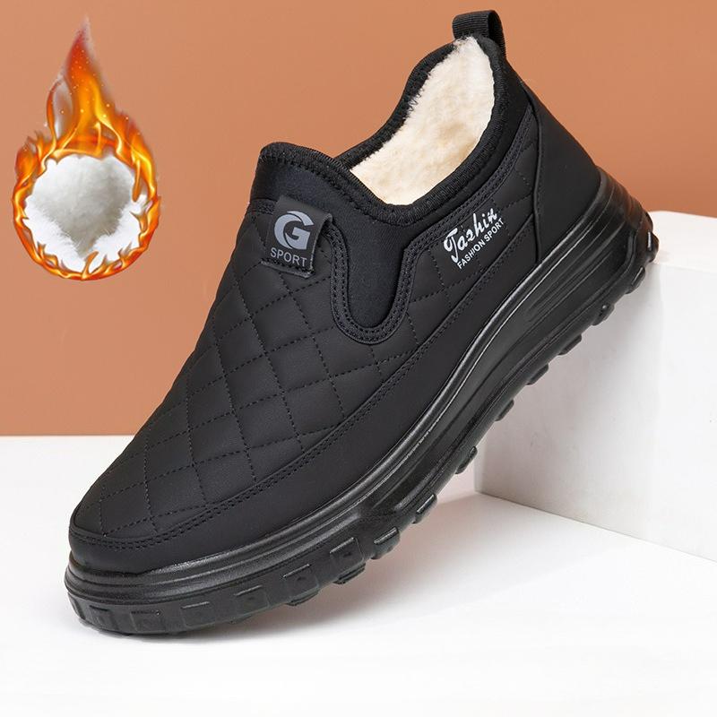 Winter Herren Stiefel Warme Schneestiefel Bequeme Slip-on Baumwollschuhe Rutschfest Plüsch Damen Schuhe Wasserdicht Weiche Sohle Knöchelhohe Stiefel
