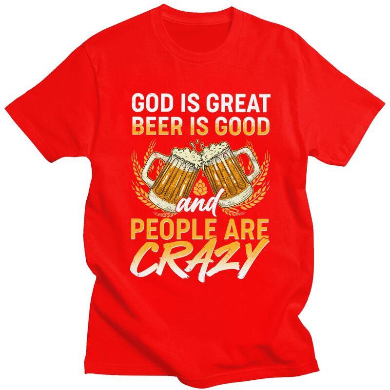 Custom Classic God Is Great Beer Is Good And People Are Crazy T Shirt Men Short Sleeve Tshirts Casual Tee Slim Fit Tshirt Gift S