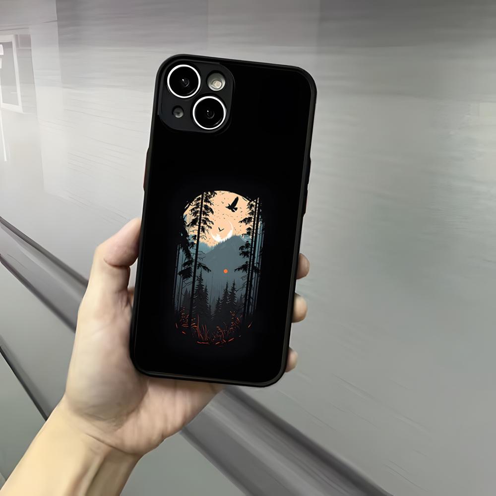 Nature Outdoor Camping Phone Case For Iphone 17 16 15 14 13 12 Pro Max Xr Air Plus Skin Feel Black Hard Shell Cover