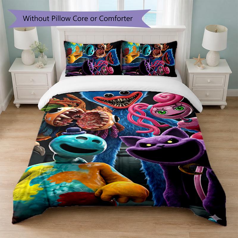 Poppy Playtime Stampa Set Copripiumino 3 Pezzi 1 Copripiumino e 2 Federe Biancheria da Letto Morbida per Camera da Letto Domestica