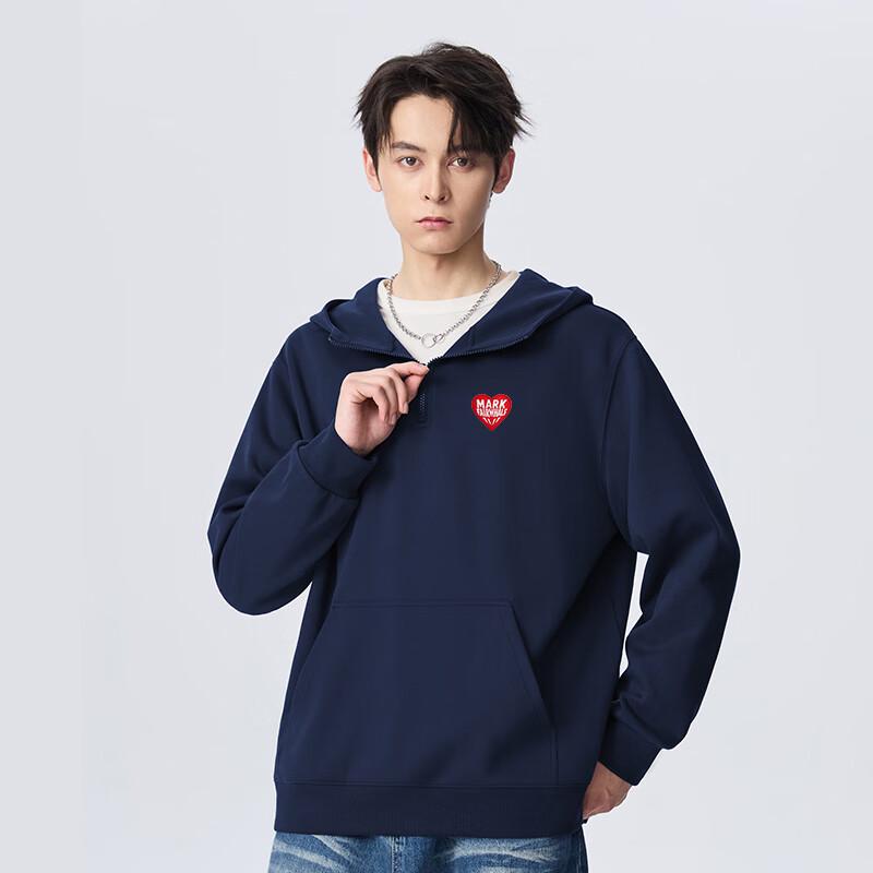 Mark Hua Fei Men's Embroidered Half-Zip Hooded Sweatshirt