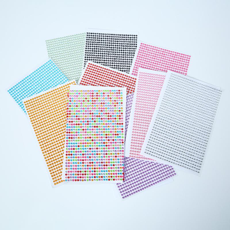 3mm bunte Kristall-Acryl-Diamant-Aufkleber für Gesicht, Auto und Kinderbasteln