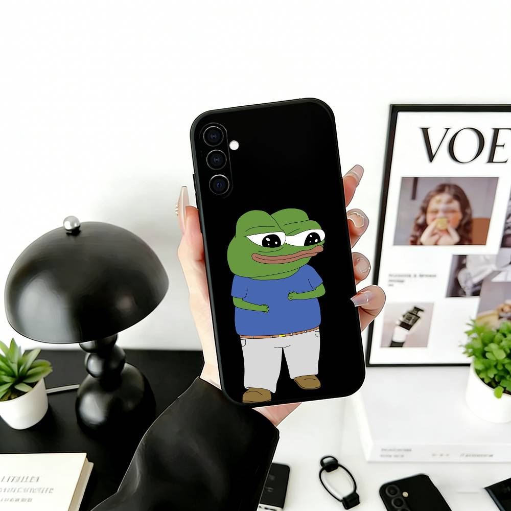 Trauriges lustiges Frosch Meme Handyhülle für Samsung Galaxy A73,A72,A71,A70,A53,A52,A51,Andere Weiche Schwarze Hülle