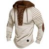 Men's Solid Color Pleated Hoodie T-Shirt – Lace-Up, Long-Sleeved, Basic Street Style