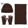Soft Non Scratchy Winter Warmth Kit Men Knitted Hat Scarf Gloves Set, Solid Color Beanies, Warm Cozy Gift for Knit Cold Weather, Outdoor Skiing Daily
