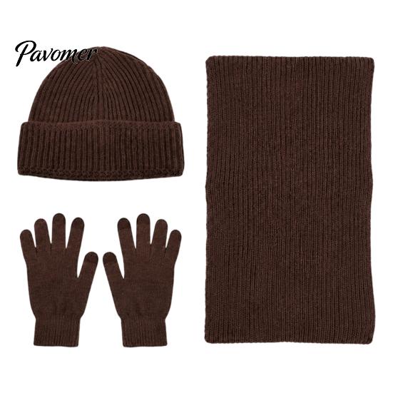 Soft Non Scratchy Winter Warmth Kit Men Knitted Hat Scarf Gloves Set, Solid Color Beanies, Warm Cozy Gift for Knit Cold Weather, Outdoor Skiing Daily