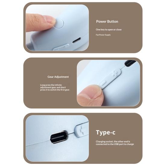 Portable Neck Fan 1-100 Speed Rechargeable Quiet Hands Free USB Fan Flexible Wearable Cooling Personal Fan for Outdoor Travel Office