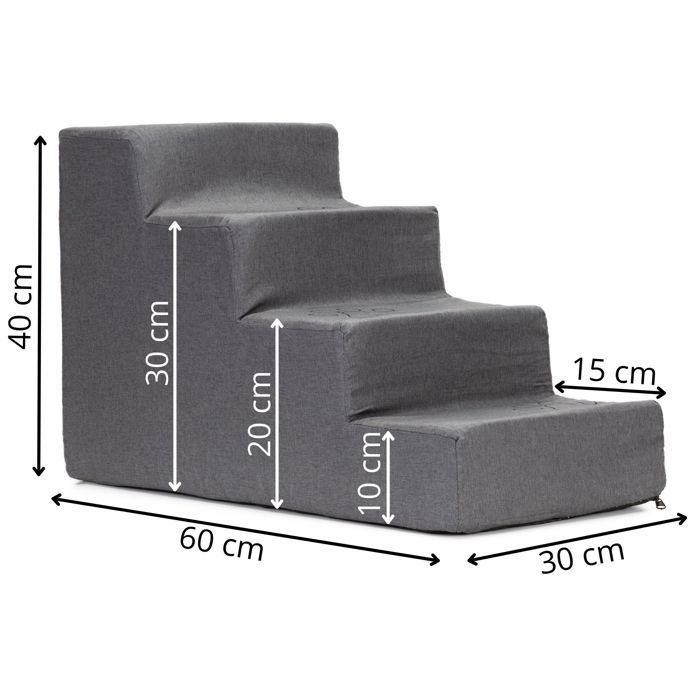 Escalier pour chien et chat - SPRINGOS - 4 marches - Mousse 30D - Housse lavable - Antidérapant