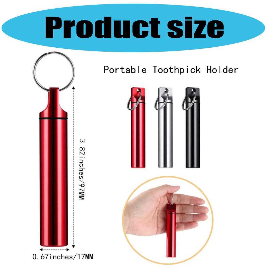 Kompakt Tandpetshållare i Aluminium och Pillerask med Vattentålig Design för Resor, Affärer, Utomhusbruk 2 Färger Tillgängliga