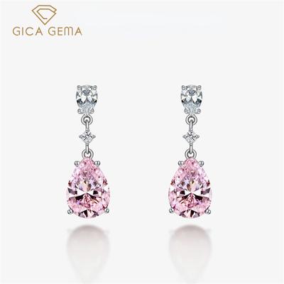 High Carbon Diamond Earrings 925 Sterling Silver Geometric Pink Gemstone Romantic Fine Jewelry Wedding Party Gifts New Trend