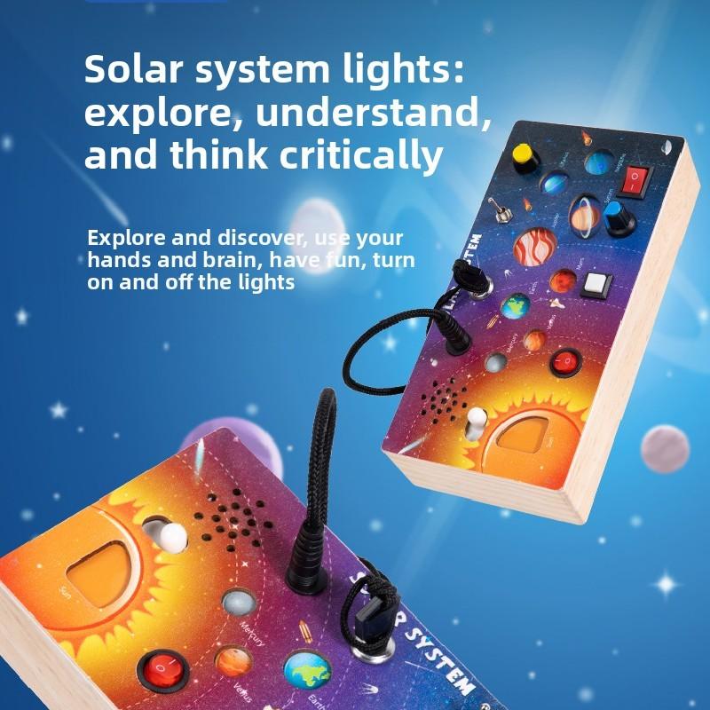 Wooden Simulate Solar System Theme Switch Game Board Children Toy Puzzle