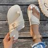 Spring and Summer Footwear Plus Size Flat-bottomed Toe Slippers with Sandals and Round Head Women's Shoes