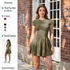 Womens Seamless Mock Two-Piece Running Dress With A-Line Skirt Hem Athletic Workout Top Short Sleeve Sportswear