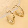 Stainless Steel Metal Twisted Hoop Earrings for Woman Vintage Gold Color Irregular Earrings Waterproof Jewelry Gifts