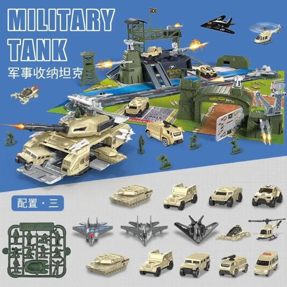 Tank Toy Car War Simulation Military Base Can be Stored Car Airplane Set Boy Children Assembled Educational Model Toys Gift