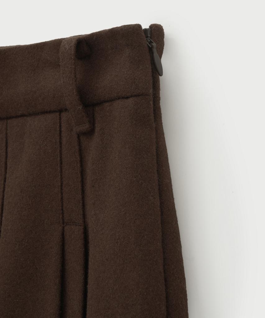 Seteo (W) Wool Blend Pleated Mini Skirt Dark Brown