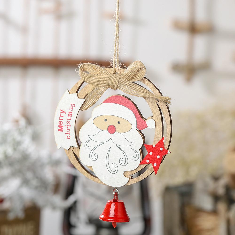 

Wooden Christmas Unique Hanging Ornament With Bells And Bow For Decor Joyful Wood Ring Bell Elder