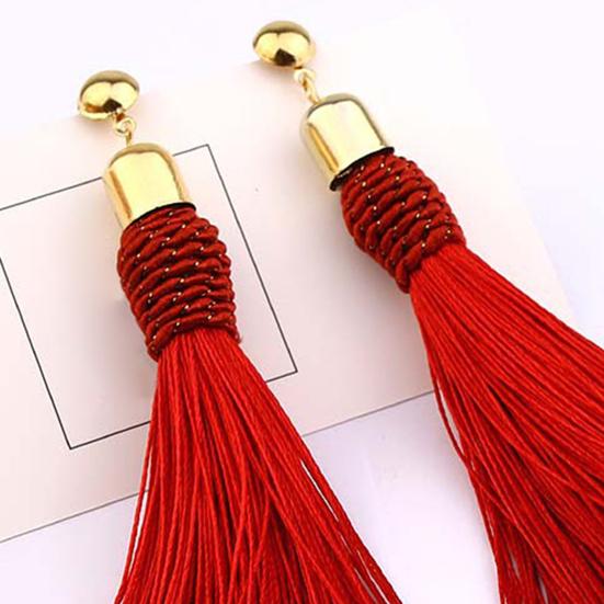 Bohemian Wedding Tassel Ear Studs Long Dangle Earrings Bridal Bridesmaid Jewelry