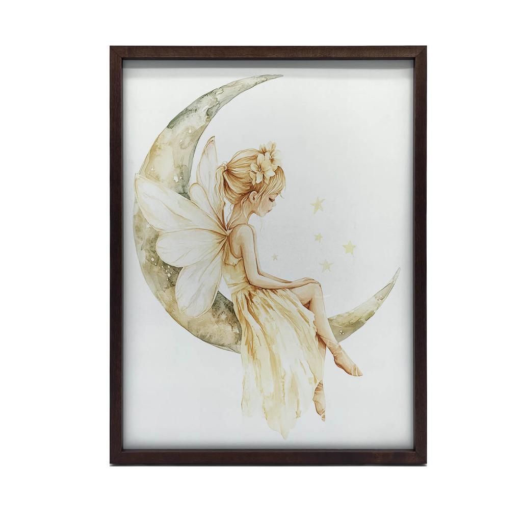 Wróżka Na Księżycu Wróżka Na Księżycu, 50X70 Cm, Rama Drewniana Jasny Dąb, Papier Matowy 230 Gsm