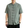 Tucano Men's New Chinese Style Cotton Linen Short-Sleeve Shirt