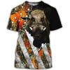Wild Boar Hunting Themed Jungle Scenery 3D Print Short Sleeve T-Shirt Casual Outdoor Top