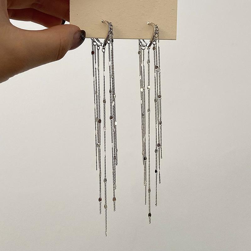PONYKISS Sterling Silber Kette Quasten Anhänger Creolen für Damen Minimalistisch Geometrisch Fein Trendige Accessoires