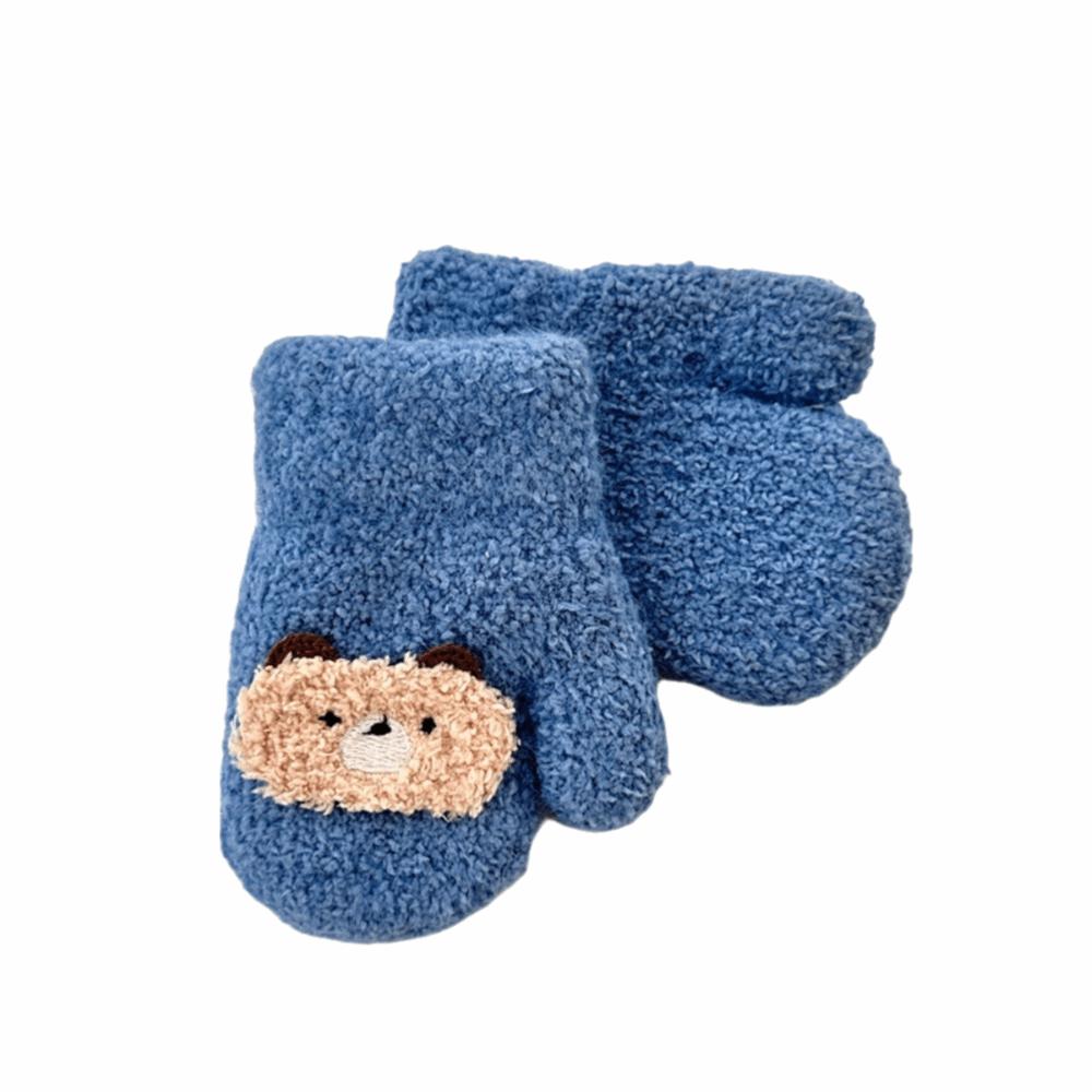 Cute Cartoon Baby Mittens Thick Anti Cold Children Gloves Double Layer Hanging Neck Gloves 1-3Year Girl Boy