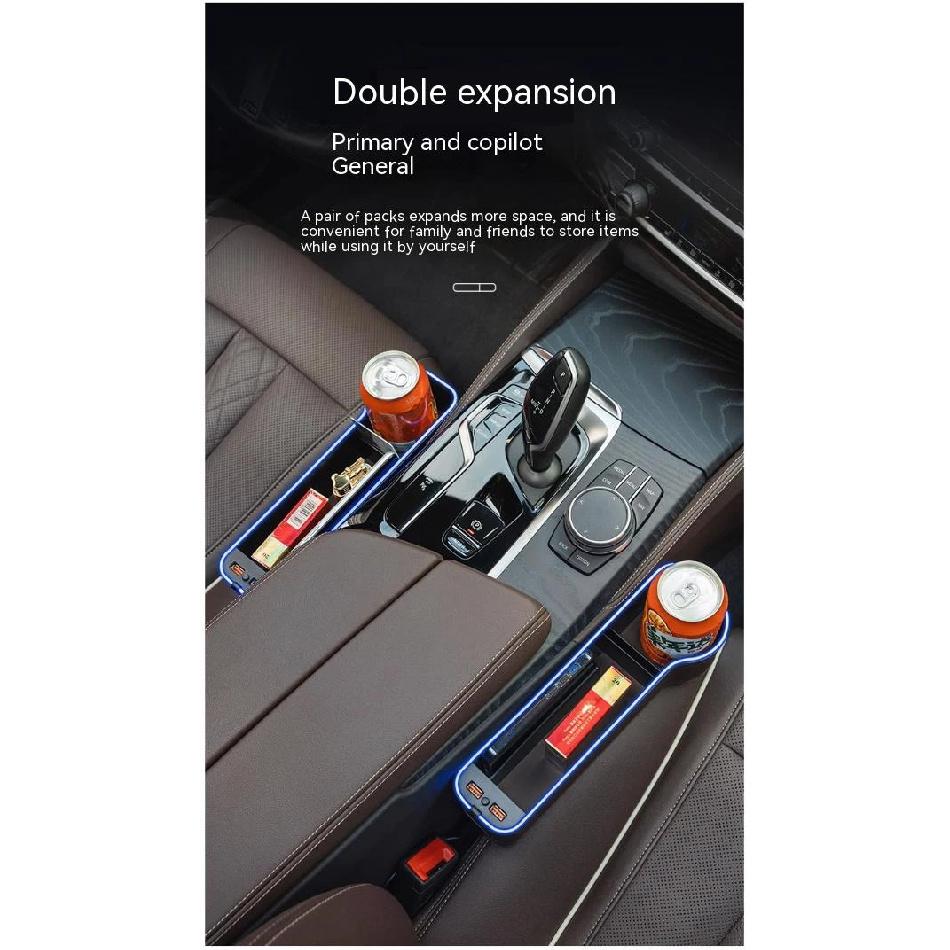 For Subaru STI Outback Brz Wrx Xv Ascent Forester Impreza Legacy Car Sewn Seat Gap Crevice Slot Storage Box light USB Charging