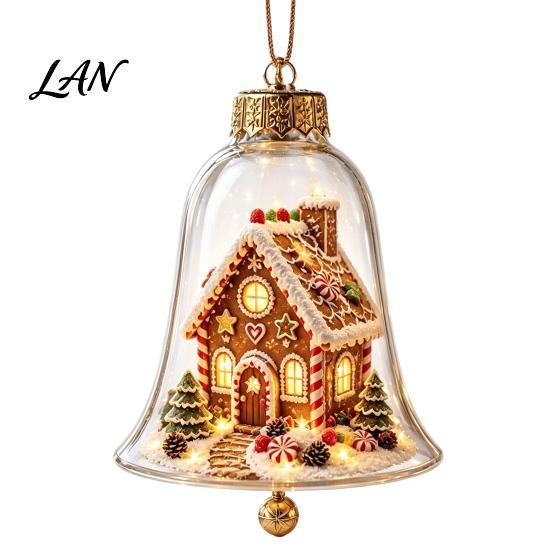 Layered Christmas Tree Ornament Sets 3D Bell Ornament, Winter Scene Clear Decoration with Santa Holiday Home Atmosphere Enhancements Snowman Reindeer
