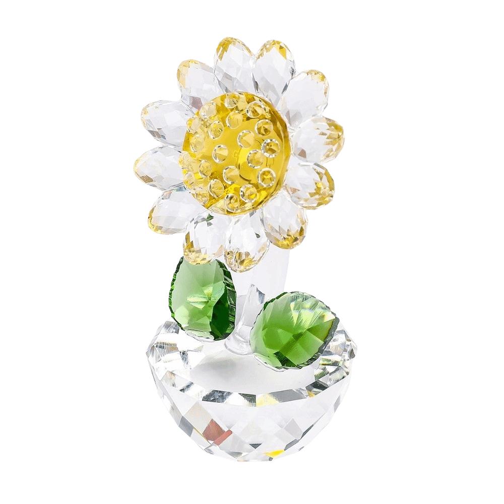 Cartoon Sunflower Ornament Plant Series Crystal Home Decoration Sunflower Figurine  Gift