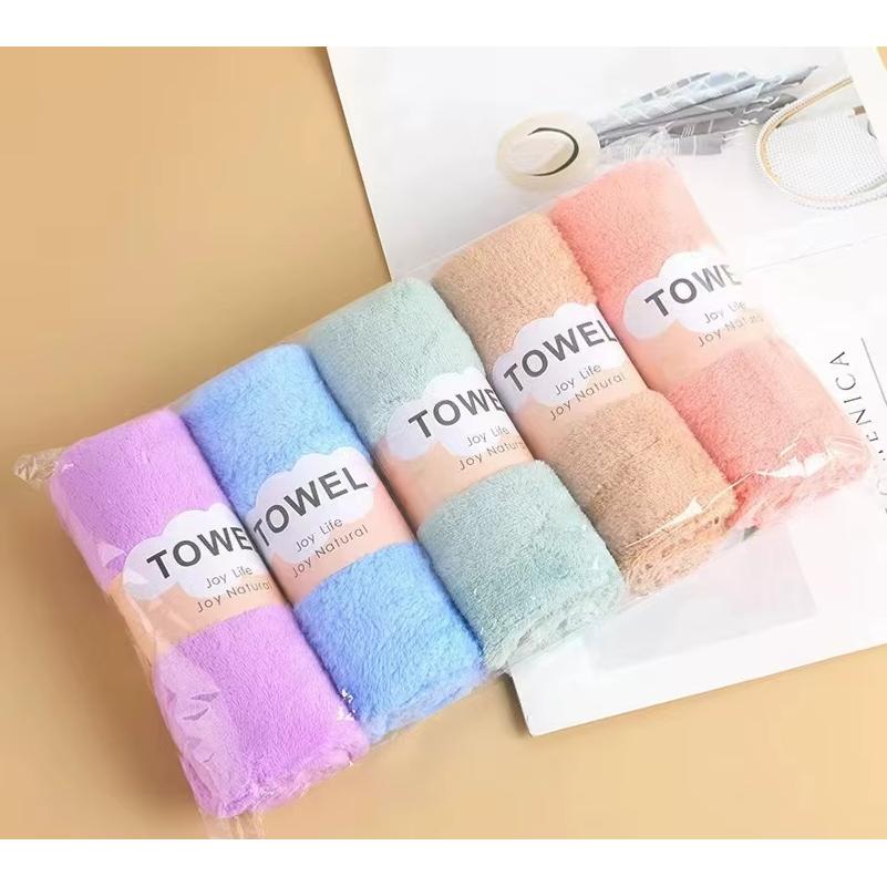Adult quick-drying towel set, simple, absorbent, soft, for face and hands, 5-piece coral fleece towels.