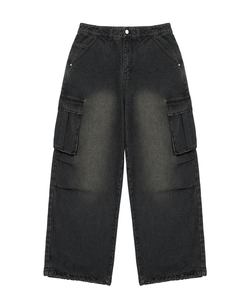 FILLUMINATE Two-Tuck Washed Denim Cargo Pants - Black