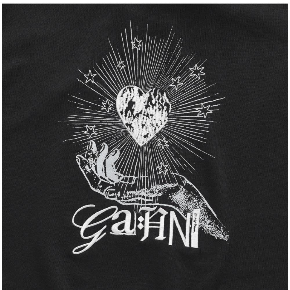 Ganni T4082 252 ISoli Heart Logo Print Women S Hoodie