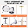 Kids Drum Set 3-Piece 14 in Beginner Drum Set for Child with Throne Black