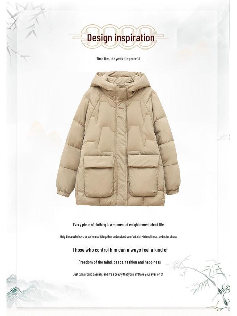 Women's Hooded Thickened Winter Duck Down Coat - Warm Casual Jacket for Middle-Aged Moms