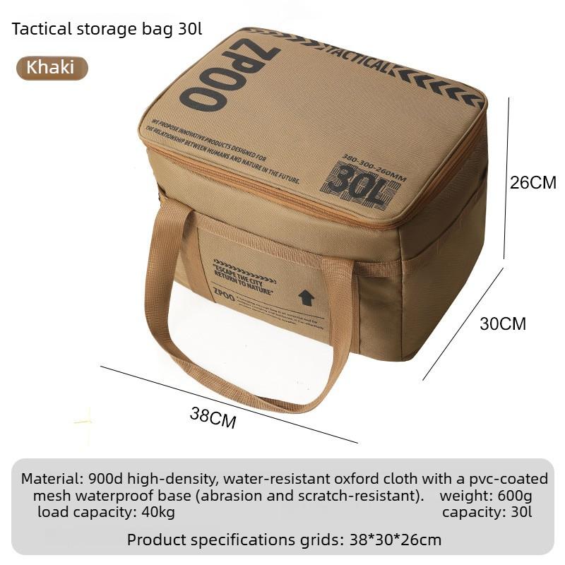 30L Large Capacity Outdoor Folding Storage Box for Camping Picnic Gear and Tactical Organizer with Kitchenware Compartments