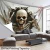 2D Spooky Skeleton Tapestry for Halloween Scary Skull Breaking Wall Hanging for Living Room Bedroom