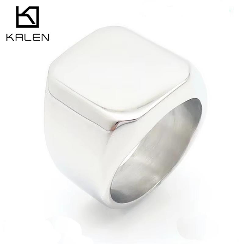 Stainless Steel Square Ring For Women Men Chunky Finger Ring Gold Color Simple Trendy Jewelry Geometric Accessories #6-#9