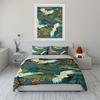 Japanese Crane Pattern Decor Set Bedding Set with 1 Duvet Cover 2 Pillowcases Single Double King Queen, Gift