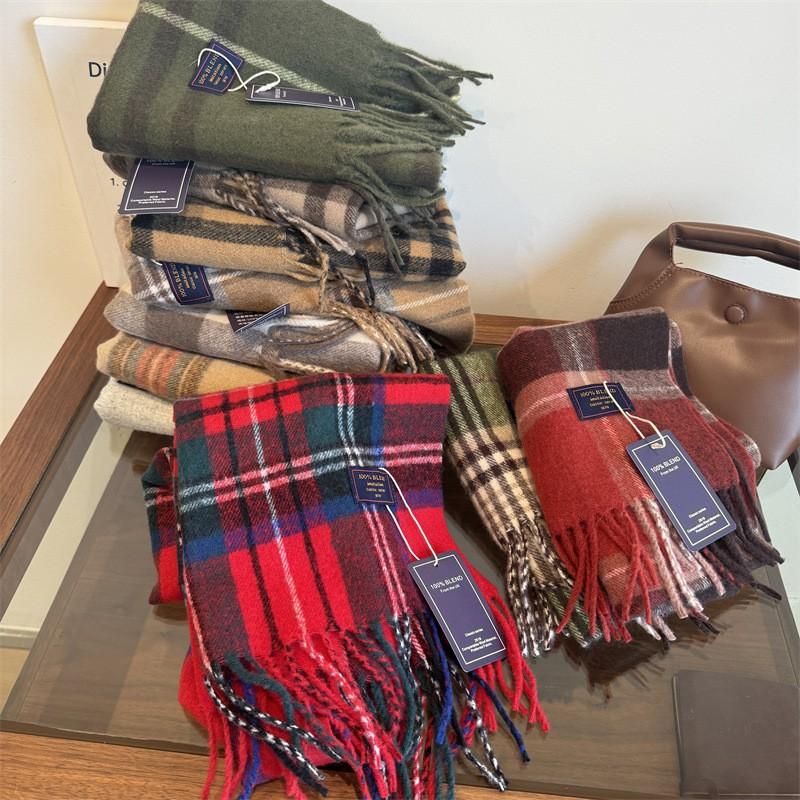 Premium Knitted Wool-Feel Plaid Scarf Men Women Winter Warm Neck Wrap Unisex Fashion Accessory