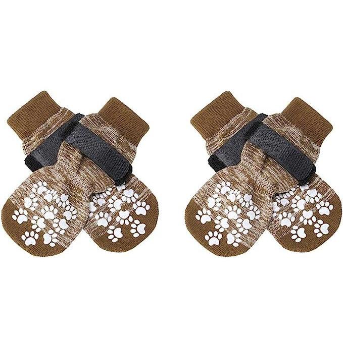 4 Pcs Waterproof Anti-slip Dog Socks, Suitable For Dogs & Cats Indoor Outdoor Wear Designed For Don't Like Shoes And Older Pets