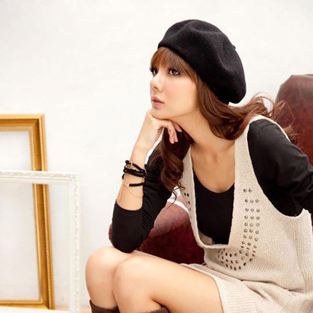 Klassisk enfärgad vinter fransk stil baskerkonstnär hatt Casual kvinnor present