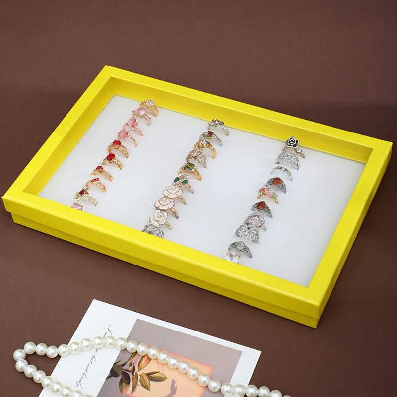 

100 слотов держатель для колец витрина для колец черный органайзер для ювелирных изделий с прозрачной крышкой коробки для колец для нескольких колец(Кольцо-органайзер) жёлтый